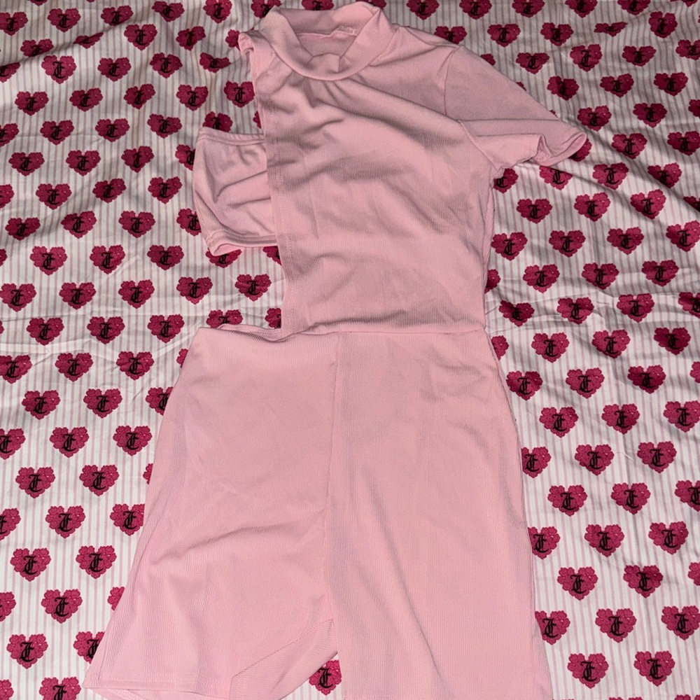 Light Pink Short Sleeve Romper with Matching Bandeau